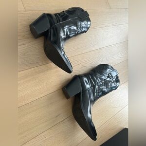 Massimo Dutti black patent leather cowboy boots. Worn once. Size US 8; EU 39